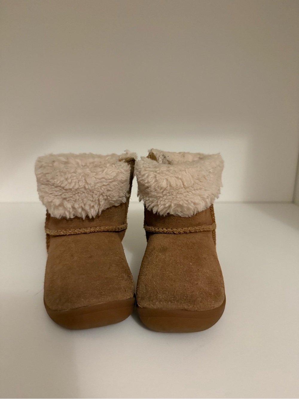 UGG Kids Chestnut and Cream Suede Shearling Boots